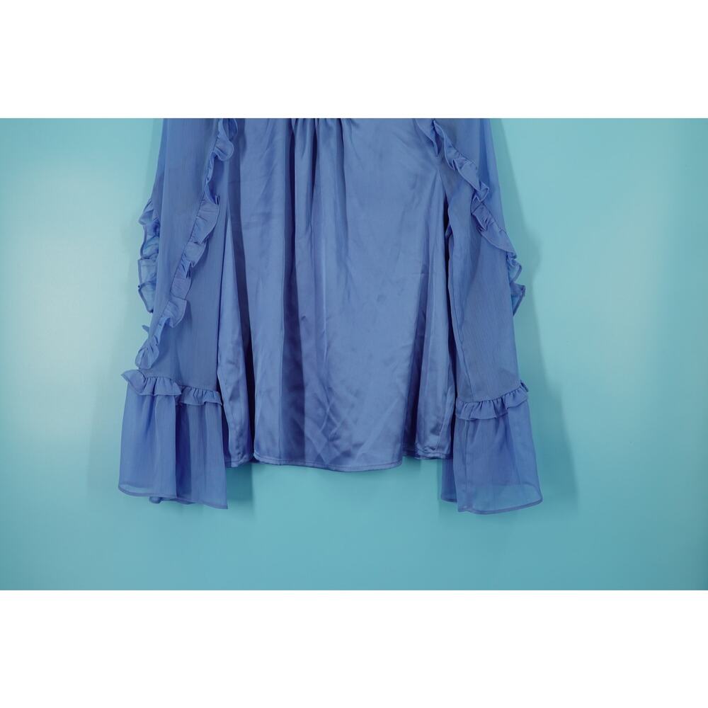 French Connection Blue Ruffle Top Size M - Picture 3 of 8